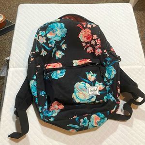 Red and blue flower Herschel book bag like new